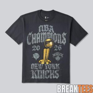 New York Knicks Gray 2026 NBA Finals Champions Locker Room Limited Edition On Court Shirt 1