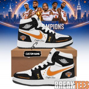New York Knicks NBA Champions 2026 Custom Name Air Jordan 1 Shoes