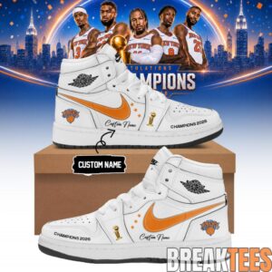 New York Knicks NBA Champions 2026 Custom Name Air Jordan 1 Shoes 1