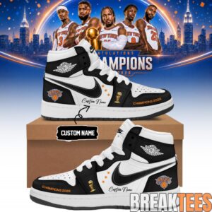 New York Knicks NBA Champions 2026 Custom Name Air Jordan 1 Shoes 3