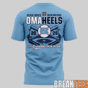 North Carolina Tar Heels Baseball College World 2026 Series Omaheels 3D T-Shirt 2