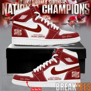 Oklahoma Sooners 2026 National Champions Custom AJ1 Sneakers