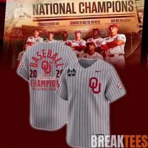 Oklahoma Baseball 2026 National Champions White-Gray Baseball Jersey 1