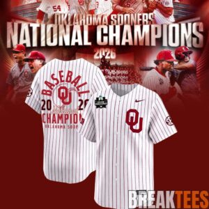 Oklahoma Baseball 2026 National Champions White-Gray Baseball Jersey 2