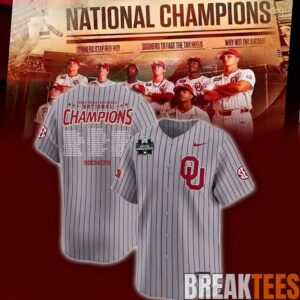 Oklahoma Baseball 2026 National Champions White-Gray Baseball Jersey 6