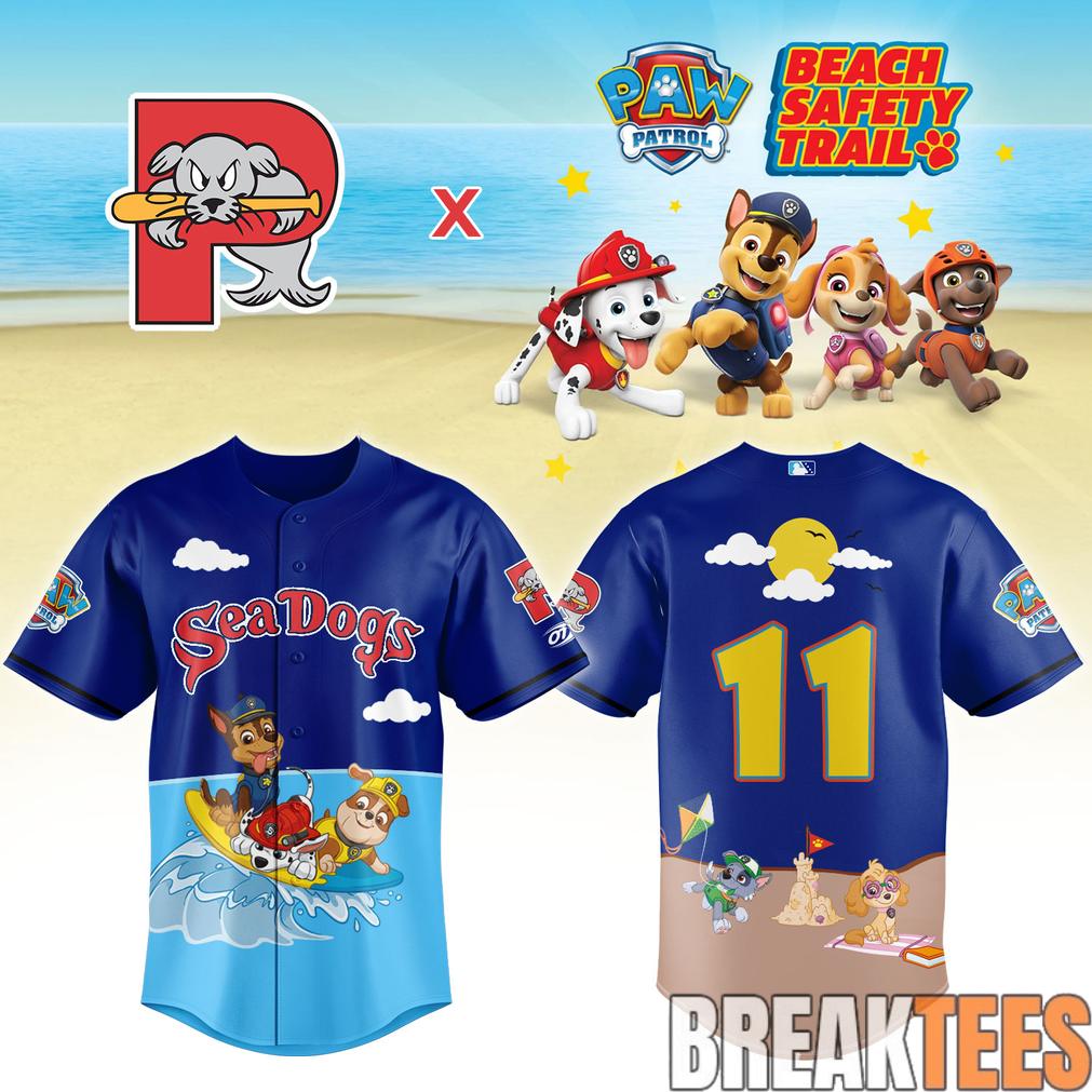Portland Sea Dogs Dogs Paw Patrol Night Baseball Jersey Portland Sea Dogs Dogs Paw Patrol Night Baseball Jersey