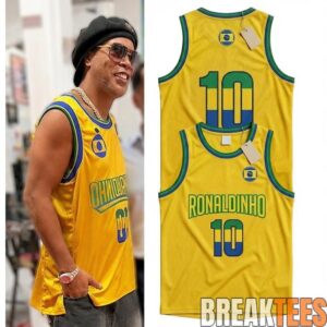 Ronaldinho #10 Brazil Yellow Basketball Jersey