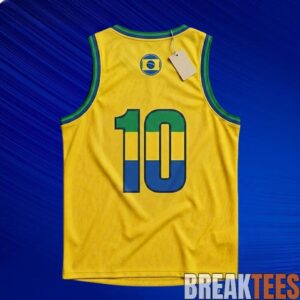 Ronaldinho #10 Brazil Yellow Basketball Jersey 2