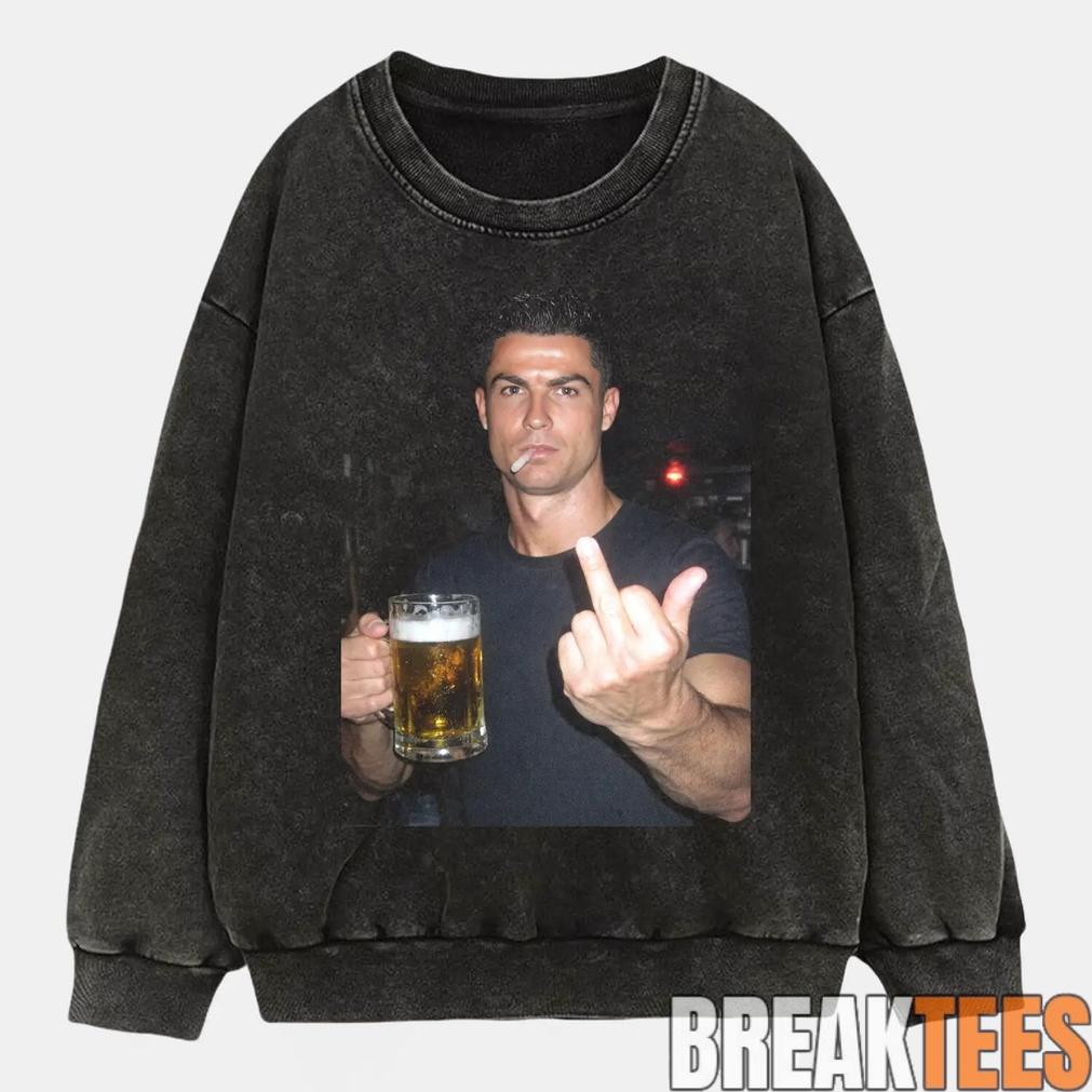 Ronaldo Drunk After Hours Middle Finger Tee Ronaldo Drunk After Hours Middle Finger Tee