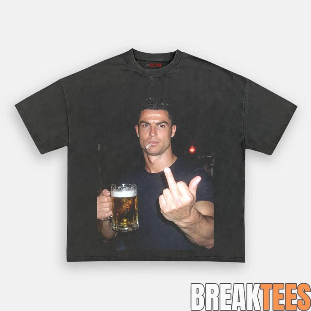 Ronaldo Drunk After Hours Middle Finger Tee Ronaldo Drunk After Hours Middle Finger Tee