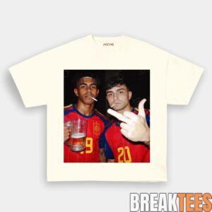Spain Drunk Smoke Repeat Football Tee 3