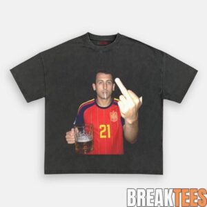 Spain Football Oyarzabal Drunk Middle Finger T-Shirt 4