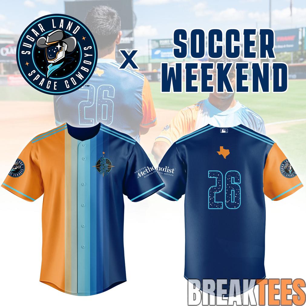 Sugar Land Space Cowboys x Soccer Weekend Special Baseball Jersey Sugar Land Space Cowboys x Soccer Weekend Special Baseball Jersey