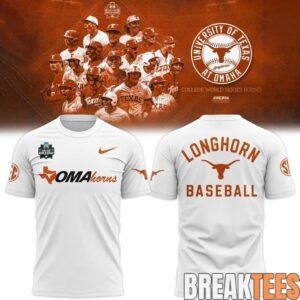 Texas Longhorns 2026 NCAA Baseball Men's College World Series Omaha 3D T-Shirt 2 Texas Longhorns 2026 NCAA Baseball Men's College World Series Omaha 3D T-Shirt 2
