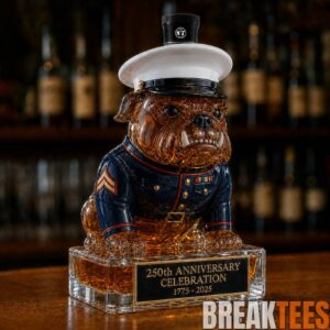 250th Anniversary Military-Inspired Bulldog Whiskey Bottle