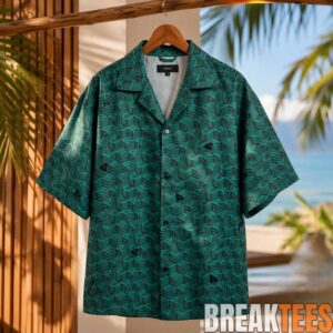 50 Cent At Fightland Premiere Purple Brand Green Monogram Hawaiian Shirt 1