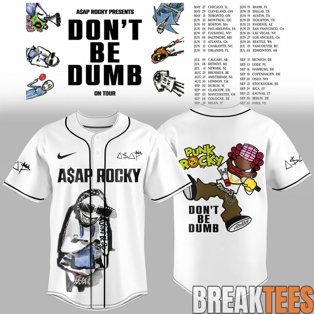 ASAP Rocky DON’T BE DUMB WORLD TOUR 2026 Baseball Jersey ASAP Rocky DON’T BE DUMB WORLD TOUR 2026 Baseball Jersey