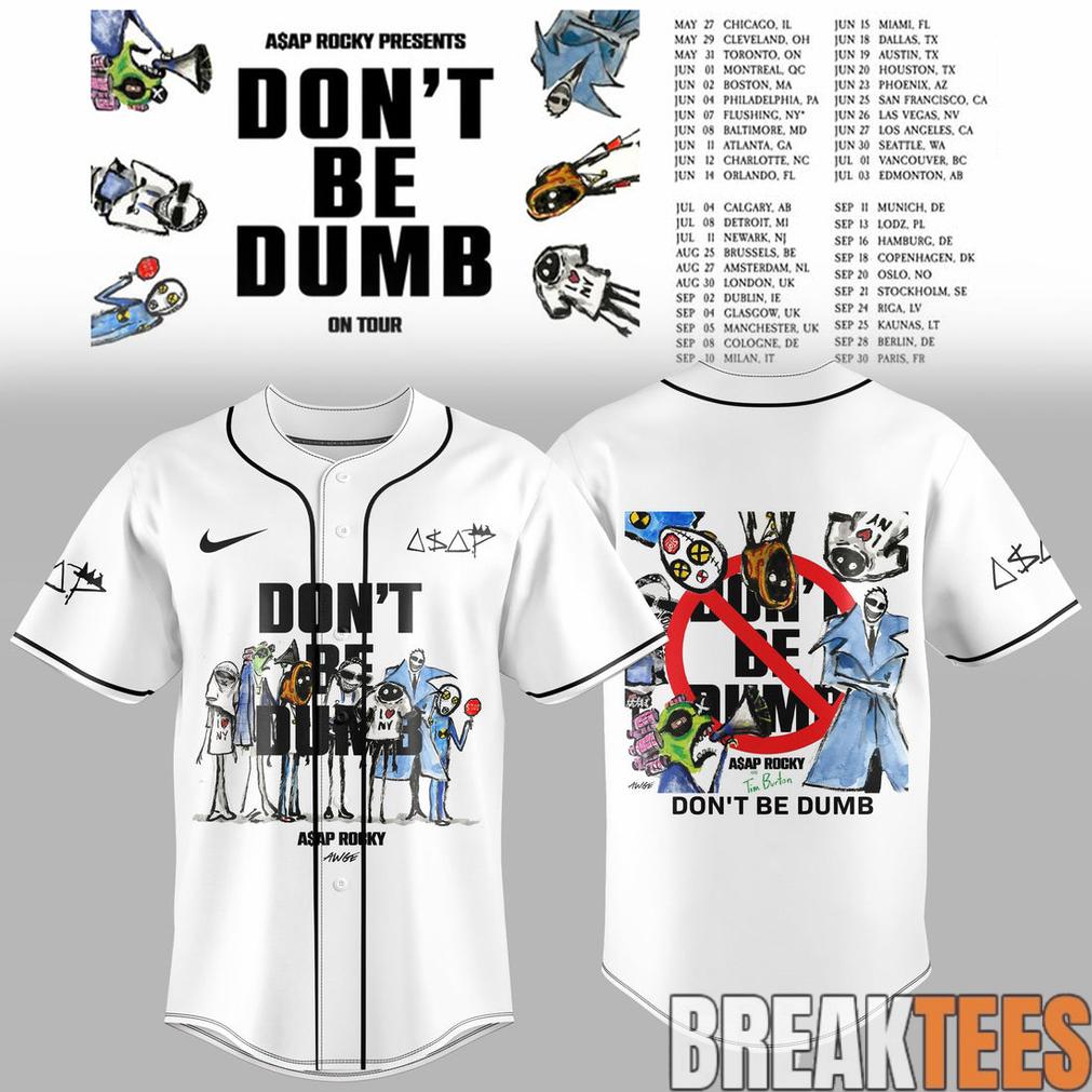 ASAP Rocky DON’T BE DUMB WORLD TOUR 2026 Baseball Jersey ASAP Rocky DON’T BE DUMB WORLD TOUR 2026 Baseball Jersey