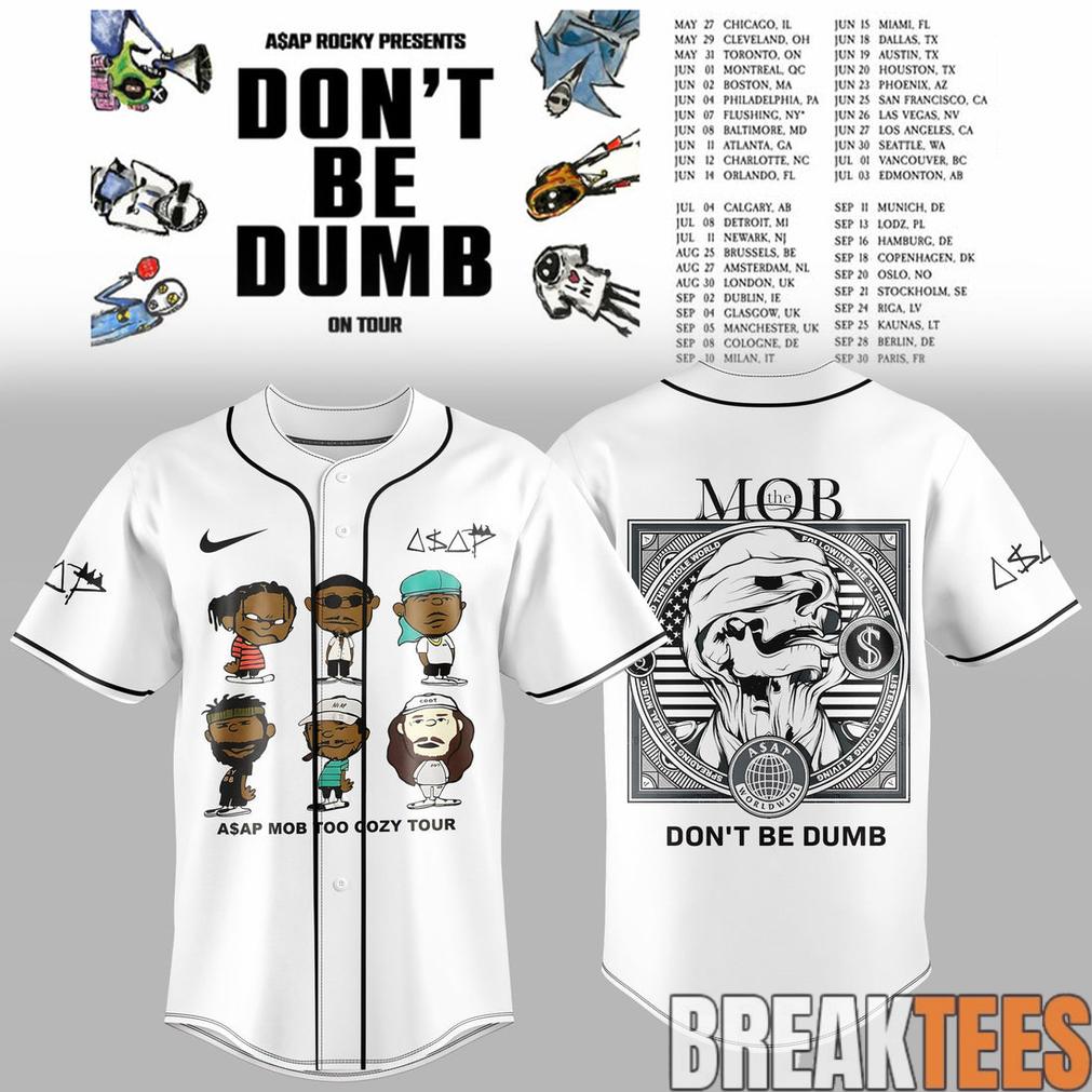 ASAP Rocky DON’T BE DUMB WORLD TOUR 2026 Baseball Jersey ASAP Rocky DON’T BE DUMB WORLD TOUR 2026 Baseball Jersey