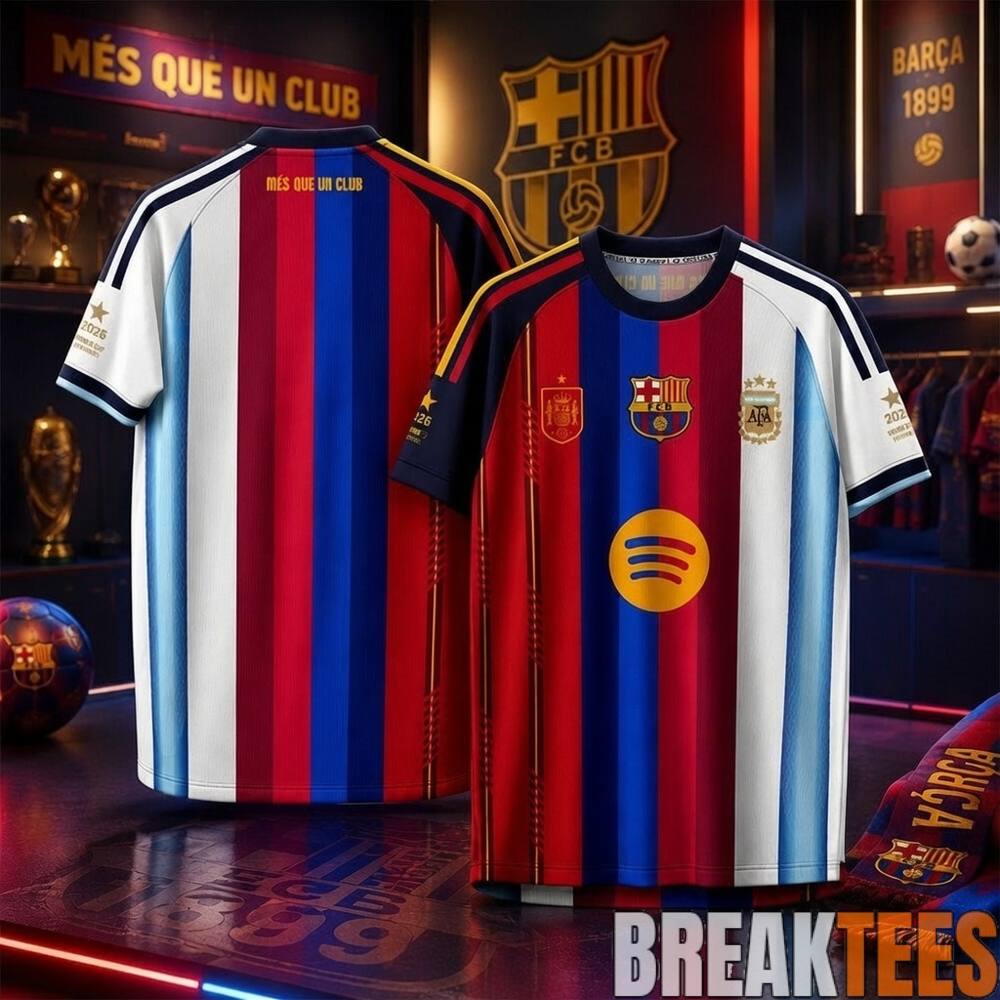 Argentina x Spain x Barcelona 2026 World Cup Half And Half Jersey Shirt Special Edition Argentina x Spain x Barcelona 2026 World Cup Half And Half Jersey Shirt Special Edition