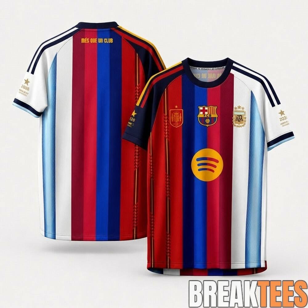 Argentina x Spain x Barcelona 2026 World Cup Half And Half Jersey Shirt Special Edition Argentina x Spain x Barcelona 2026 World Cup Half And Half Jersey Shirt Special Edition