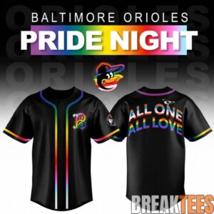 Baltimore Orioles Pride Night All One All Love Rainbow Black Baseball Jersey