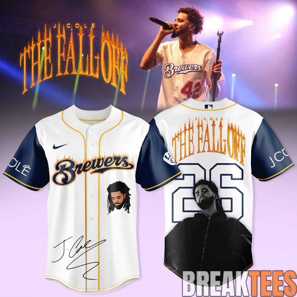 Milwaukee Brewers x J. Cole The Fall Off Tour Signature Baseball Jersey Milwaukee Brewers x J. Cole The Fall Off Tour Signature Baseball Jersey