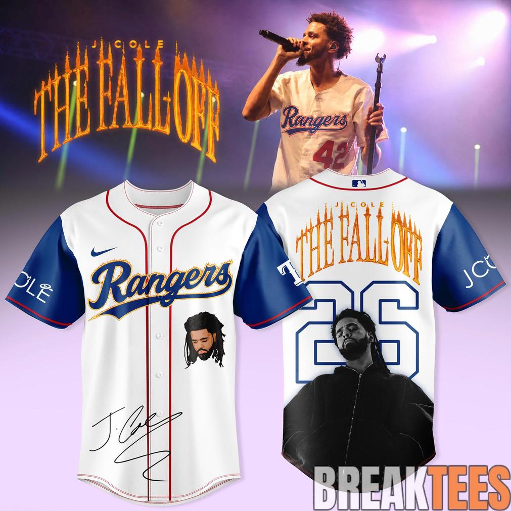 Texas Rangers x J. Cole The Fall Off Tour Signature Baseball Jersey Texas Rangers x J. Cole The Fall Off Tour Signature Baseball Jersey