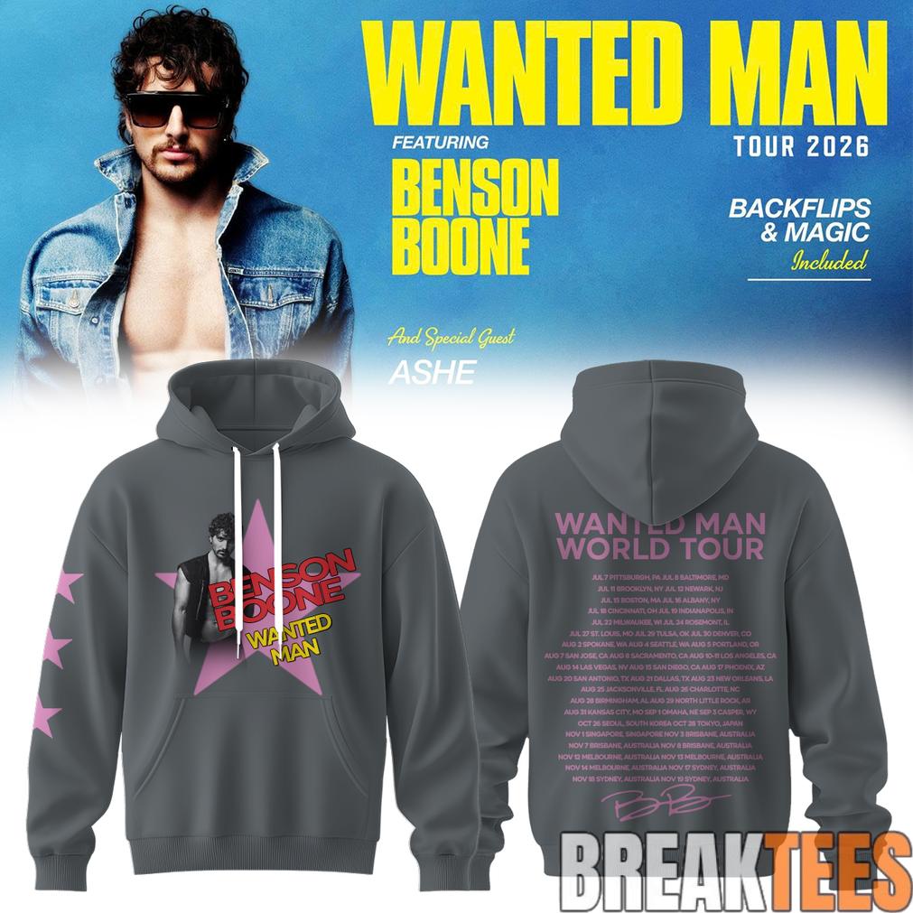 Benson Boone Wanted Man signed Hoodie Benson Boone Wanted Man signed Hoodie