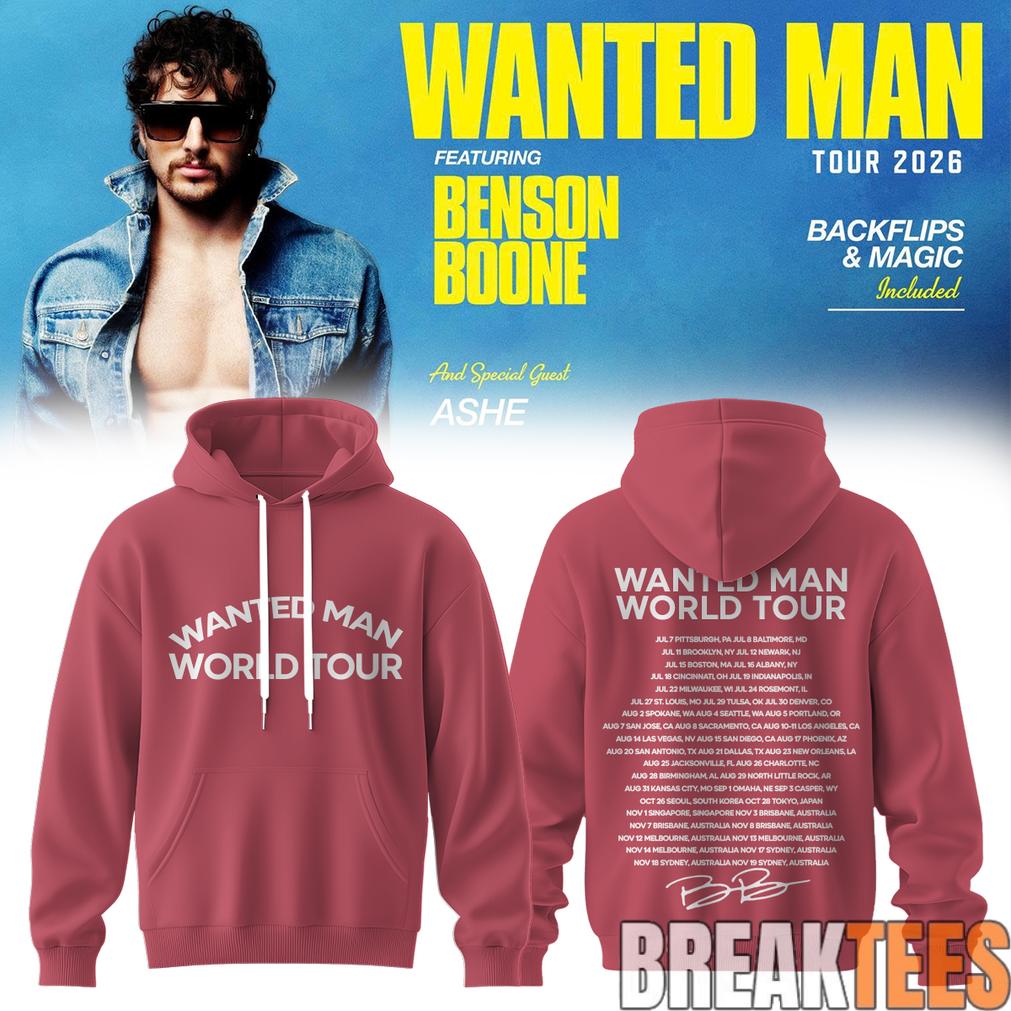 Benson Boone Wanted Man signed Hoodie Benson Boone Wanted Man signed Hoodie