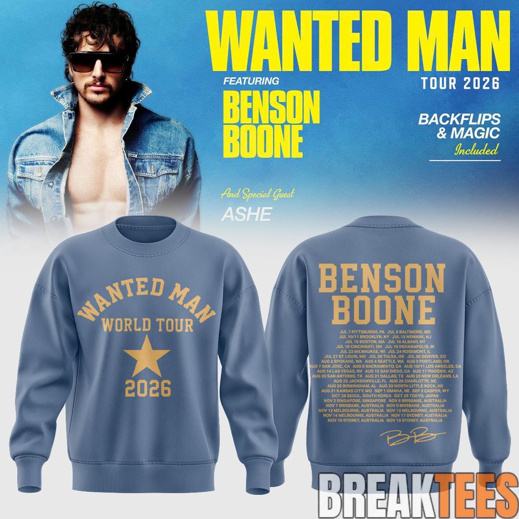 Benson Boone Wanted Man signed Sweatshirt Benson Boone Wanted Man signed Sweatshirt