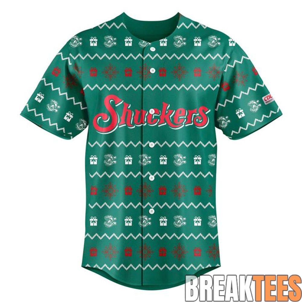Biloxi Shuckers x Christmas In July 2026 Limited Edition Baseball Jersey Biloxi Shuckers x Christmas In July 2026 Limited Edition Baseball Jersey