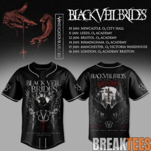 Black Veil Brides - UK Tour 2026 Baseball Jersey 3