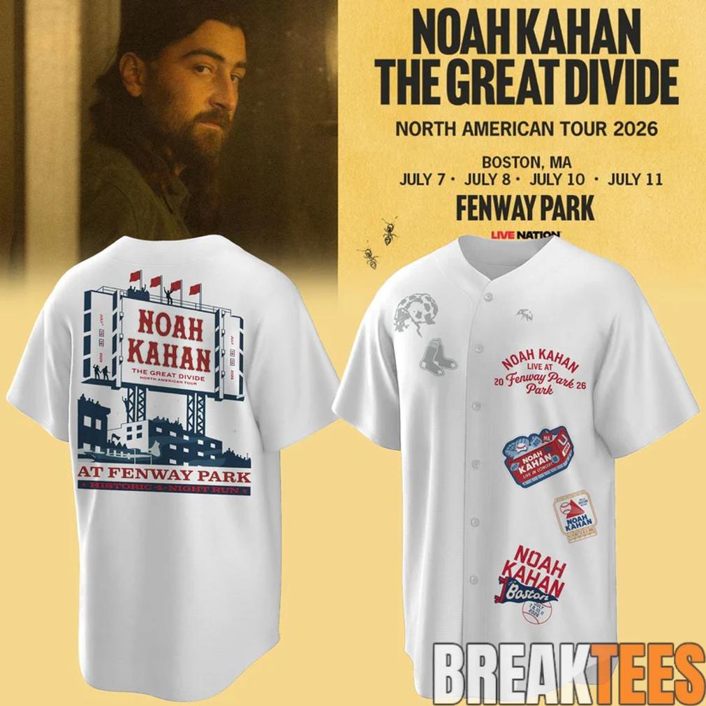 Boston Red Sox x Noah Kahan – The Great Divide Tour 2026 Baseball Jersey Boston Red Sox x Noah Kahan – The Great Divide Tour 2026 Baseball Jersey