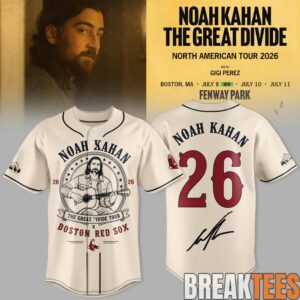 Boston Red Sox x Noah Kahan - The Great Divide Tour 2026 Baseball Jersey 5 Boston Red Sox x Noah Kahan - The Great Divide Tour 2026 Baseball Jersey 5