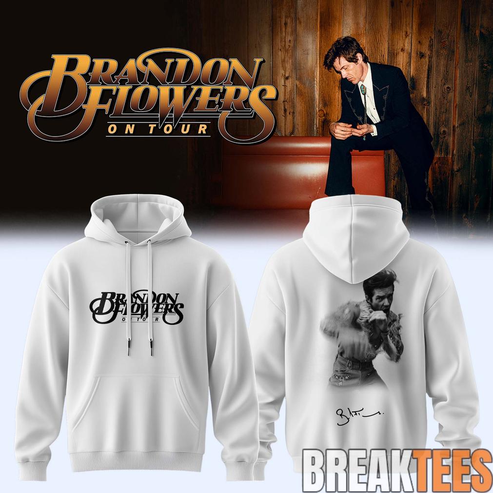 Brandon Flowers On Tour 2026 Signature White Edition Hoodie Brandon Flowers On Tour 2026 Signature White Edition Hoodie