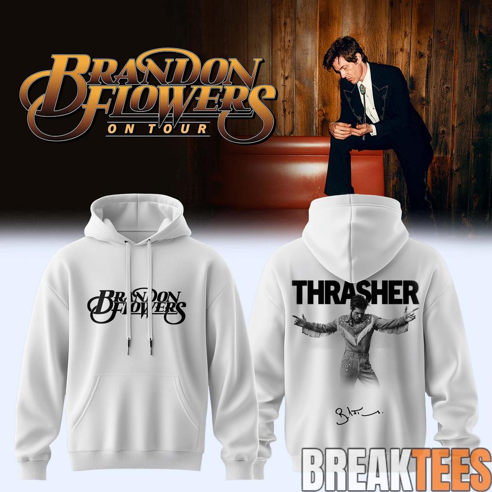 Brandon Flowers On Tour 2026 Signature White Edition Hoodie Brandon Flowers On Tour 2026 Signature White Edition Hoodie