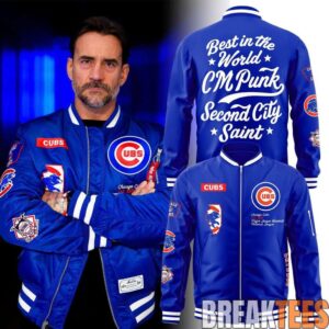 CM Punk Chicago Cubs Bomber Jacket – ‘Best in the World’ Blue Bomber Jacket