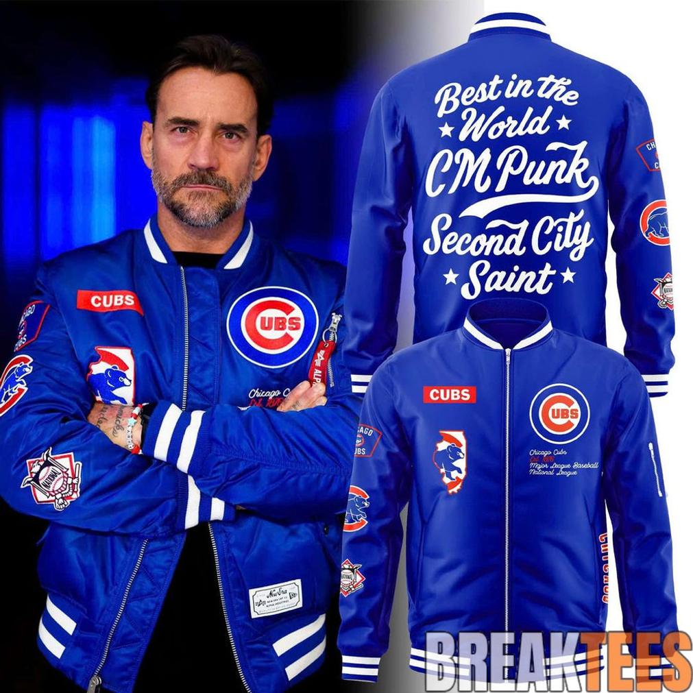 CM Punk Chicago Cubs Bomber Jacket – ‘Best in the World’ Blue Bomber Jacket CM Punk Chicago Cubs Bomber Jacket – ‘Best in the World’ Blue Bomber Jacket