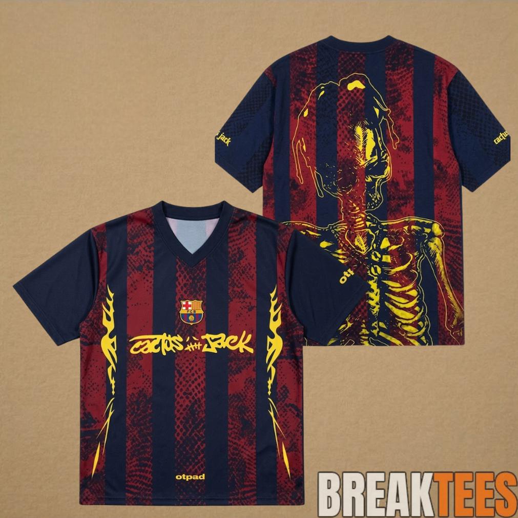Cactus Jack FC Barcelona Skeleton Jersey Vintage Retro Jersey Cactus Jack FC Barcelona Skeleton Jersey Vintage Retro Jersey