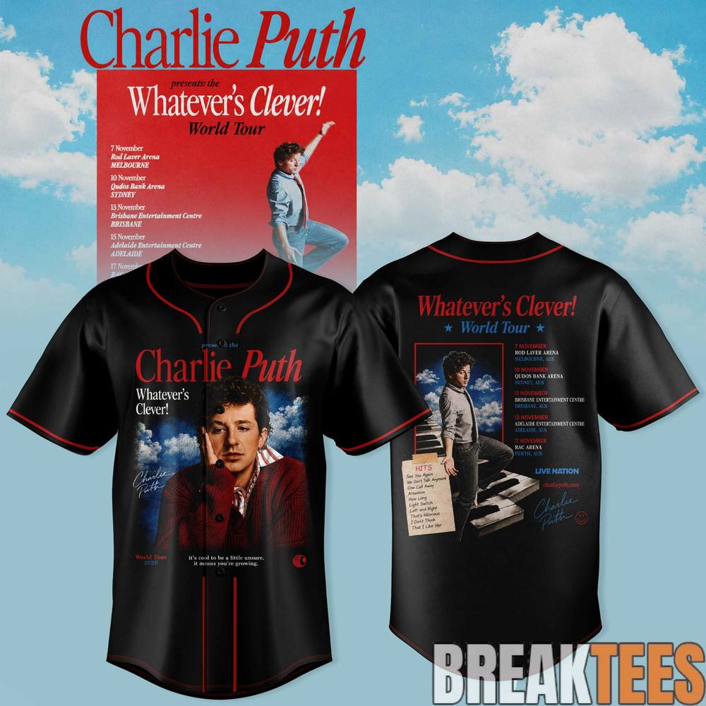 Charlie Puth “Whatever’s Clever!” World Tour Baseball Jersey Charlie Puth “Whatever’s Clever!” World Tour Baseball Jersey