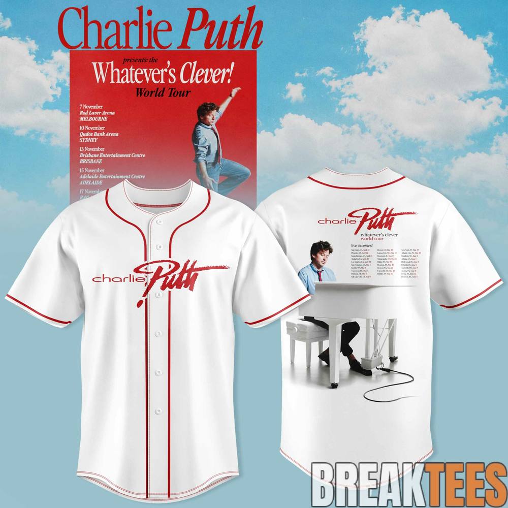 Charlie Puth “Whatever’s Clever!” World Tour Baseball Jersey Charlie Puth “Whatever’s Clever!” World Tour Baseball Jersey