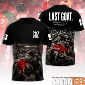 Cristiano Ronaldo CR7 Last GOAT Portugal Soccer Tribute Premium Black 3D T-Shirt