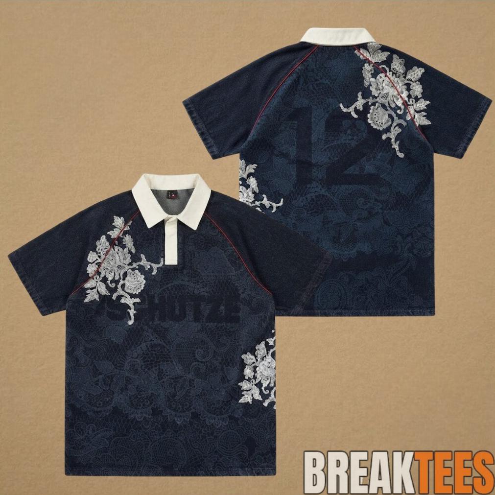 Derschutze Floral Polo World Cup Denim Navy Cool Derschutze Floral Polo World Cup Denim Navy Cool