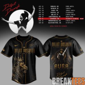Diljit Dosanjh Aura World Tour ’26 – Europe & UK Edition Baseball Jersey 1