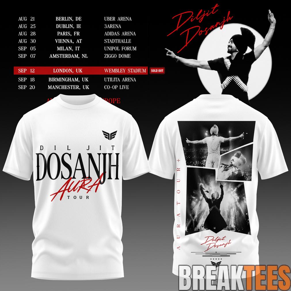 Diljit Dosanjh’s Aura World Tour 2026 White Edition Tee Diljit Dosanjh’s Aura World Tour 2026 White Edition Tee