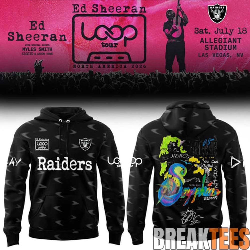 Ed Sheeran The Loop Tour 2026 in Allegiant Stadium x Las Vegas Raiders Signature Hoodie Ed Sheeran The Loop Tour 2026 in Allegiant Stadium x Las Vegas Raiders Signature Hoodie
