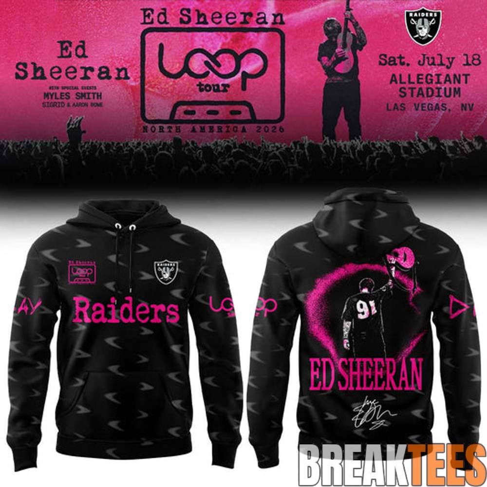 Ed Sheeran The Loop Tour 2026 in Allegiant Stadium x Las Vegas Raiders Signature Hoodie Ed Sheeran The Loop Tour 2026 in Allegiant Stadium x Las Vegas Raiders Signature Hoodie