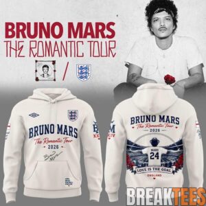England Football x Bruno Mars The Romantic Tour 2026 Limited Hoodie