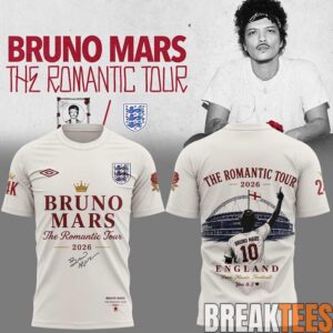 England Football x Bruno Mars The Romantic Tour 2026 Limited T-Shirt